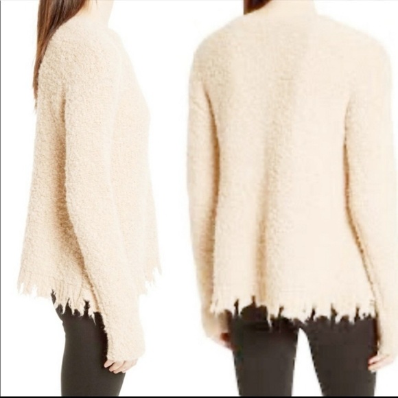 ATM Alpaca Wool Chenille Sweater Cream Destroyed Edge Grunge $395 - Picture 2 of 11